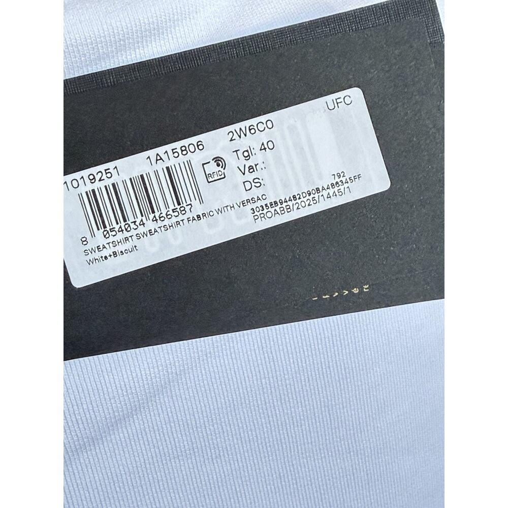 Versace Logo White Cotton Crop Sweatshirt 4 US (40 Euro) 1019251 NWT - Picture 14 of 15